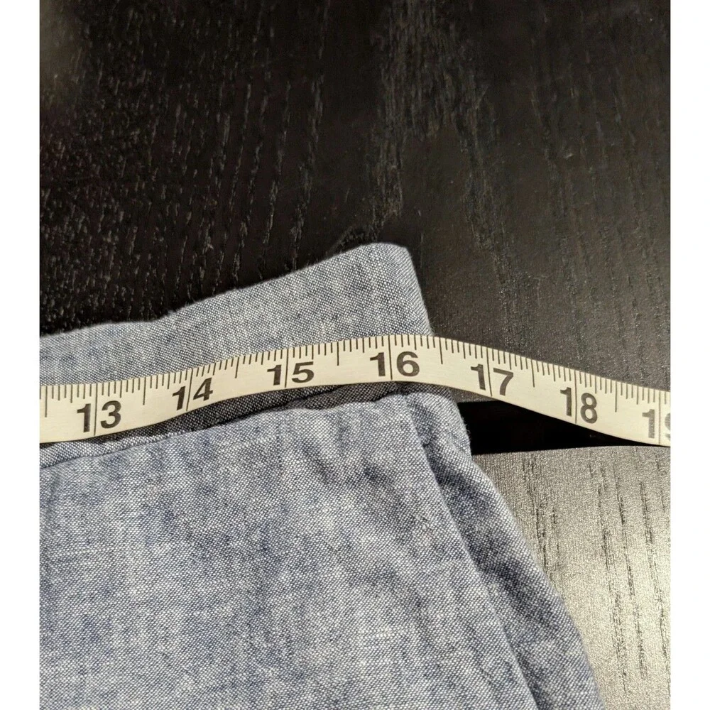 Perry Ellis Mens 32x30 Linen Blend Pants Light Blue Slim Fit Chino Flat Front